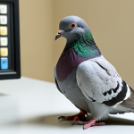 **

A pigeon accurately distinguishing between subtle shades of color, possibly pressing a colored button in a lab setting. Focus on the pigeon's keen eyesight and cognitive abilities.

**