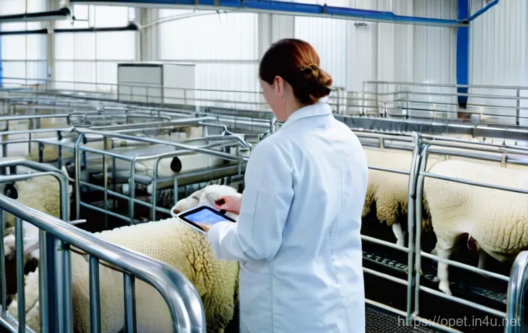 양 유제품 가공법 - **Prompt:** A bright, modern, and impeccably clean sheep dairy farm. Healthy, well-groomed sheep are...