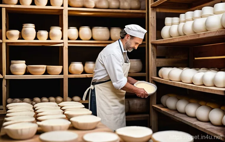 양 유제품 가공법 - **Prompt:** A vibrant display of various sheep's milk products, showcasing the results of preservati...