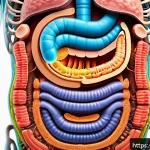 Home 19 염소 젖산 함량 - A vibrant and detailed scientific illustration of the human digestive system highlighting the colon ...